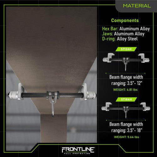 Frontline Aluminum I - Beam Slider Anchor - Lined Out Frontline Aluminum I - Beam Slider AnchorWork Safety Harnesses