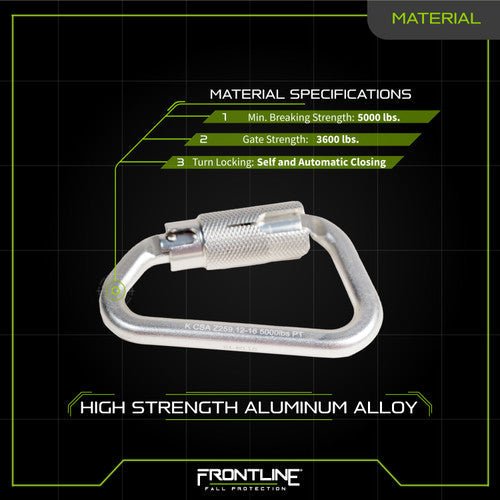 Frontline CAQ117 Aluminum Quarter Turn Locking Carabiner - Lined Out Frontline CAQ117 Aluminum Quarter Turn Locking CarabinerWork Safety Harnesses