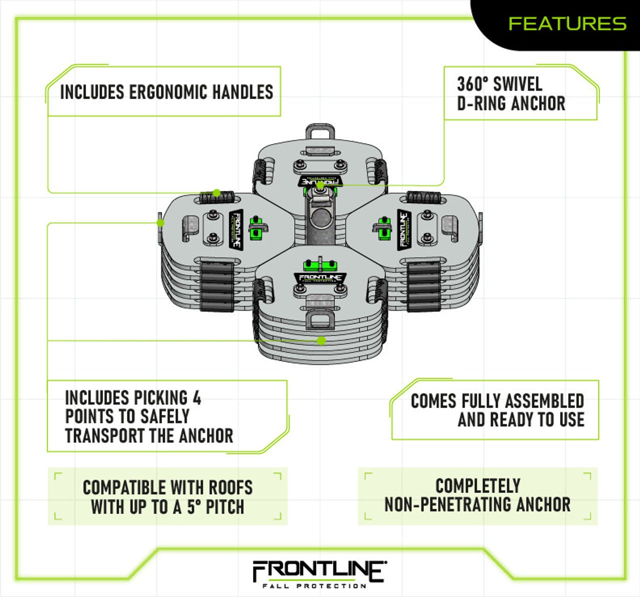 Frontline CO2NN Counterweight Anchor System - Lined Out Frontline CO2NN Counterweight Anchor SystemWork Safety Harnesses