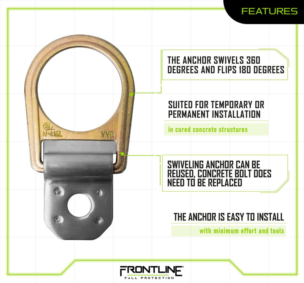 Frontline COB01SW Concrete Swiveling Anchor - Lined Out Frontline COB01SW Concrete Swiveling AnchorWork Safety Harnesses