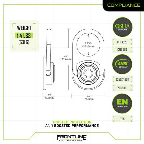 Frontline COM3410K MEGA Swivel 10k Concrete Anchor - Lined Out Frontline COM3410K MEGA Swivel 10k Concrete AnchorWork Safety Harnesses