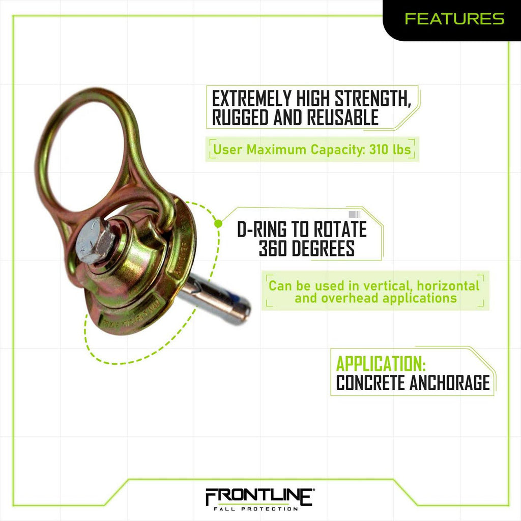 Frontline COM345K MEGA Swivel 5k Concrete Anchor - Lined Out Frontline COM345K MEGA Swivel 5k Concrete AnchorWork Safety Harnesses