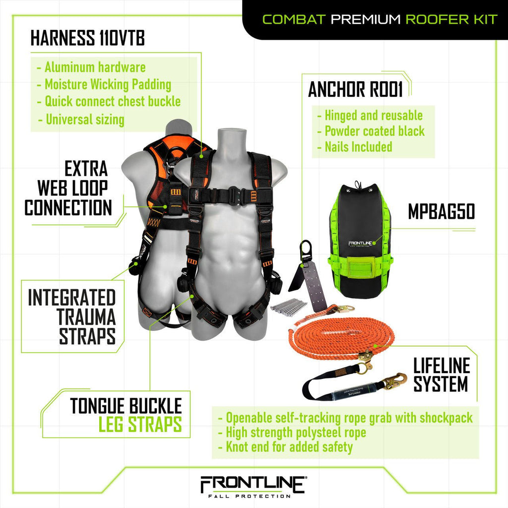 Frontline Combat Complete Roofers Kit Combat Plus Roofer Kit - Lined Out Frontline Combat Complete Roofers Kit Combat Plus Roofer KitWork Safety Harnesses