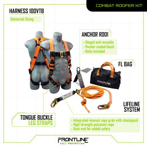 Frontline Combat Complete Roofers Kit Combat Plus Roofer Kit - Lined Out Frontline Combat Complete Roofers Kit Combat Plus Roofer KitWork Safety Harnesses