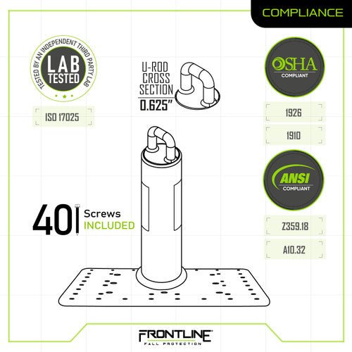 Frontline Commercial Roof Anchor 12" - Lined Out Frontline Commercial Roof Anchor 12"Work Safety Harnesses