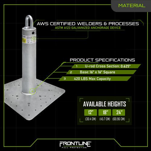 Frontline Commercial Roof Anchor 12" - Lined Out Frontline Commercial Roof Anchor 12"Work Safety Harnesses