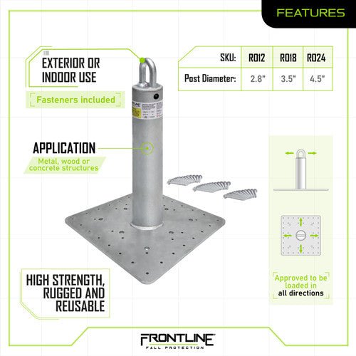 Frontline Commercial Roof Anchor 12" - Lined Out Frontline Commercial Roof Anchor 12"Work Safety Harnesses