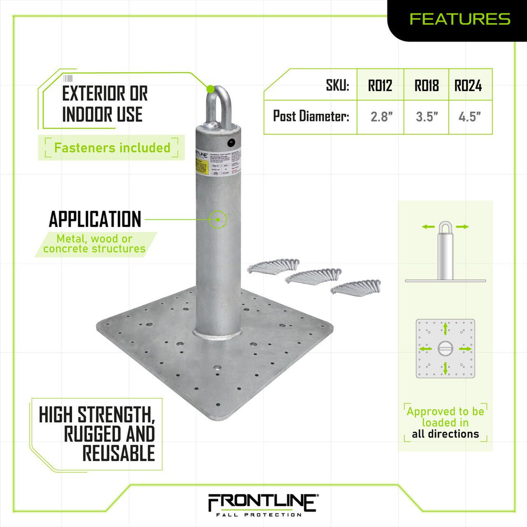 Frontline Commercial Roof Anchor 18" - Lined Out Frontline Commercial Roof Anchor 18"Work Safety Harnesses