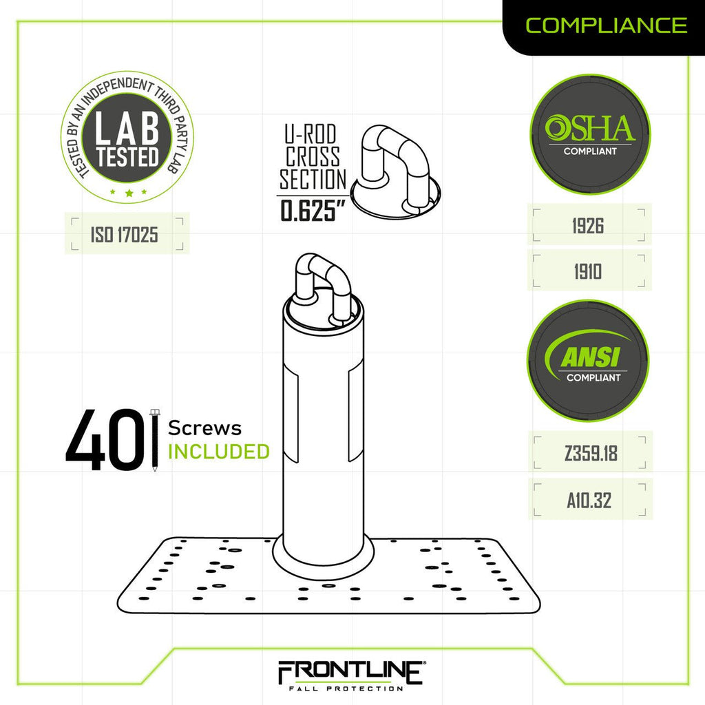 Frontline Commercial Roof Anchor 24" - Lined Out Frontline Commercial Roof Anchor 24"Work Safety Harnesses