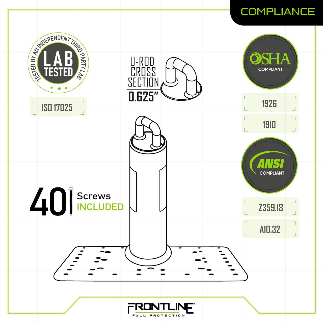 Frontline Commercial Roof Anchor 24" - Lined Out Frontline Commercial Roof Anchor 24"Work Safety Harnesses