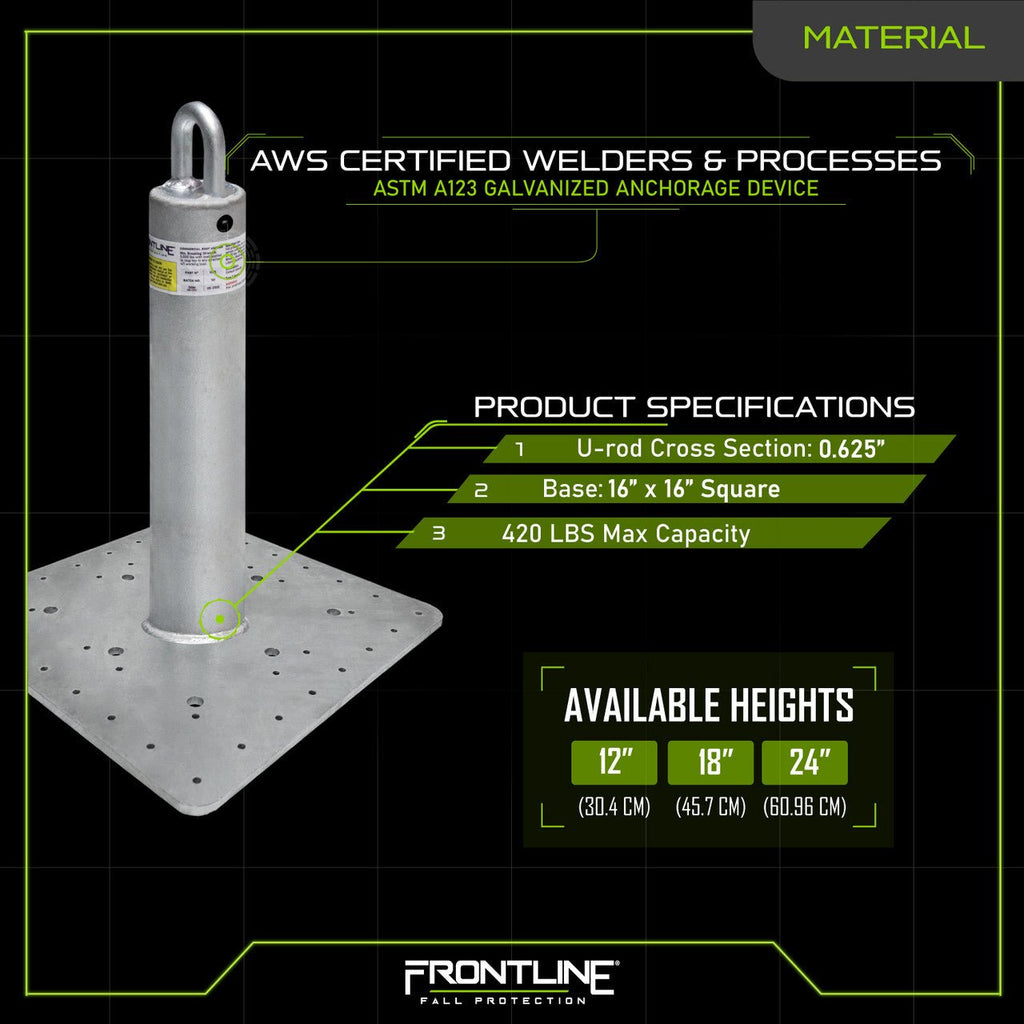 Frontline Commercial Roof Anchor 24" - Lined Out Frontline Commercial Roof Anchor 24"Work Safety Harnesses