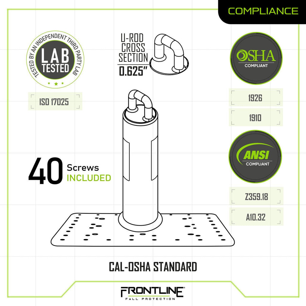Frontline Commercial Roof Anchor CAL - OSHA Compliant 12" - Lined Out Frontline Commercial Roof Anchor CAL - OSHA Compliant 12"Work Safety Harnesses