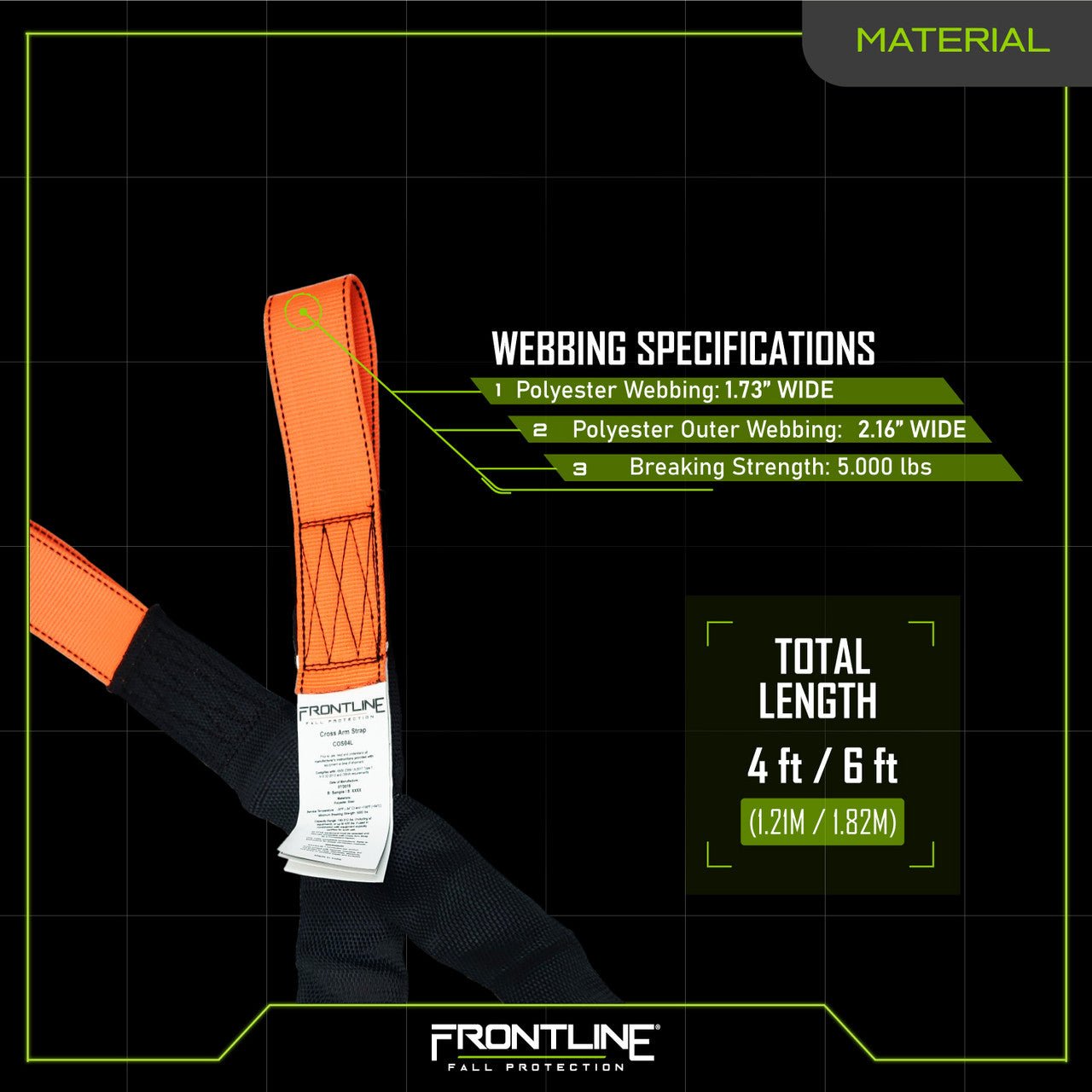 Frontline COSL Concrete Embed Anchor Strap with Looped Ends 6' - Lined Out Frontline COSL Concrete Embed Anchor Strap with Looped Ends 6'Work Safety Harnesses