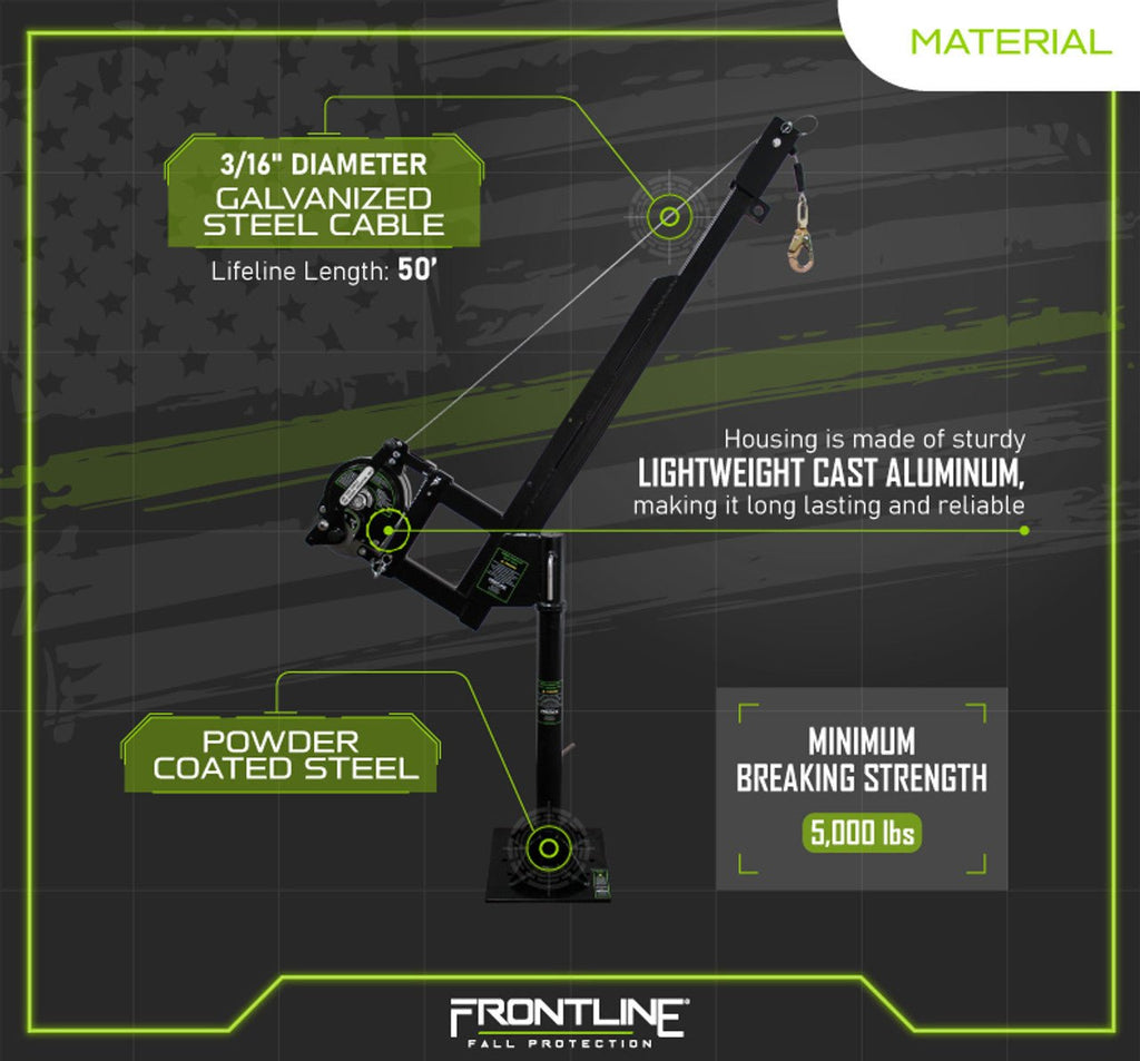 Frontline DAN75RA - US Patriot Confined Space Davit with 50' 3 - Way Retrieval System - Made in USA - Lined Out Frontline DAN75RA - US Patriot Confined Space Davit with 50' 3 - Way Retrieval System - Made in USAWork Safety Harnesses