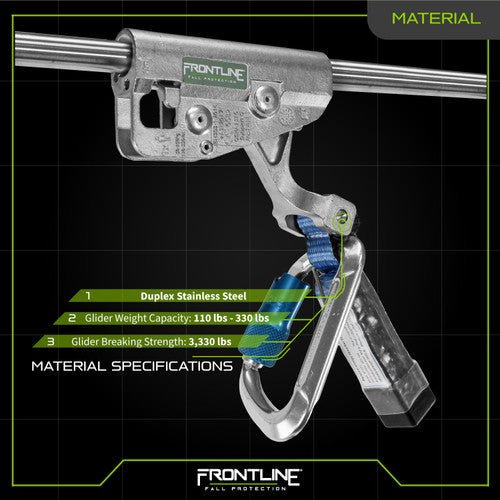 Frontline GLC38 Vertical Ladder Lifeline System Cable Glider - Lined Out Frontline GLC38 Vertical Ladder Lifeline System Cable GliderWork Safety Harnesses