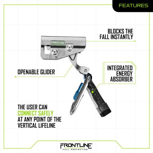Frontline GLC38 Vertical Ladder Lifeline System Cable Glider - Lined Out Frontline GLC38 Vertical Ladder Lifeline System Cable GliderWork Safety Harnesses