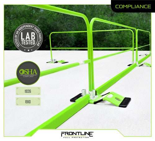 Frontline Guardrail Section for Concrete or Steel Substrates 10' - Lined Out Frontline Guardrail Section for Concrete or Steel Substrates 10'Work Safety Harnesses