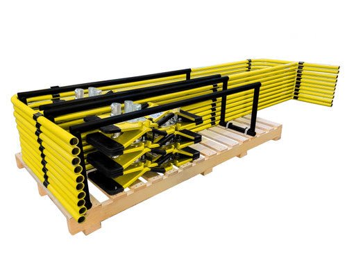 Frontline Guardrail System Non - Penetrating Complete 100' Kit - OSHA Compliant - Lined Out Frontline Guardrail System Non - Penetrating Complete 100' Kit - OSHA CompliantWork Safety Harnesses