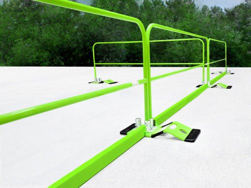 Frontline Guardrail System Non - Penetrating Complete 100' Kit - OSHA Compliant - Lined Out Frontline Guardrail System Non - Penetrating Complete 100' Kit - OSHA CompliantWork Safety Harnesses