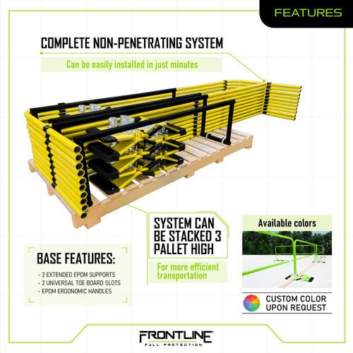 Frontline Guardrail System Non - Penetrating Complete 75' Kit - Lined Out Frontline Guardrail System Non - Penetrating Complete 75' KitWork Safety Harnesses