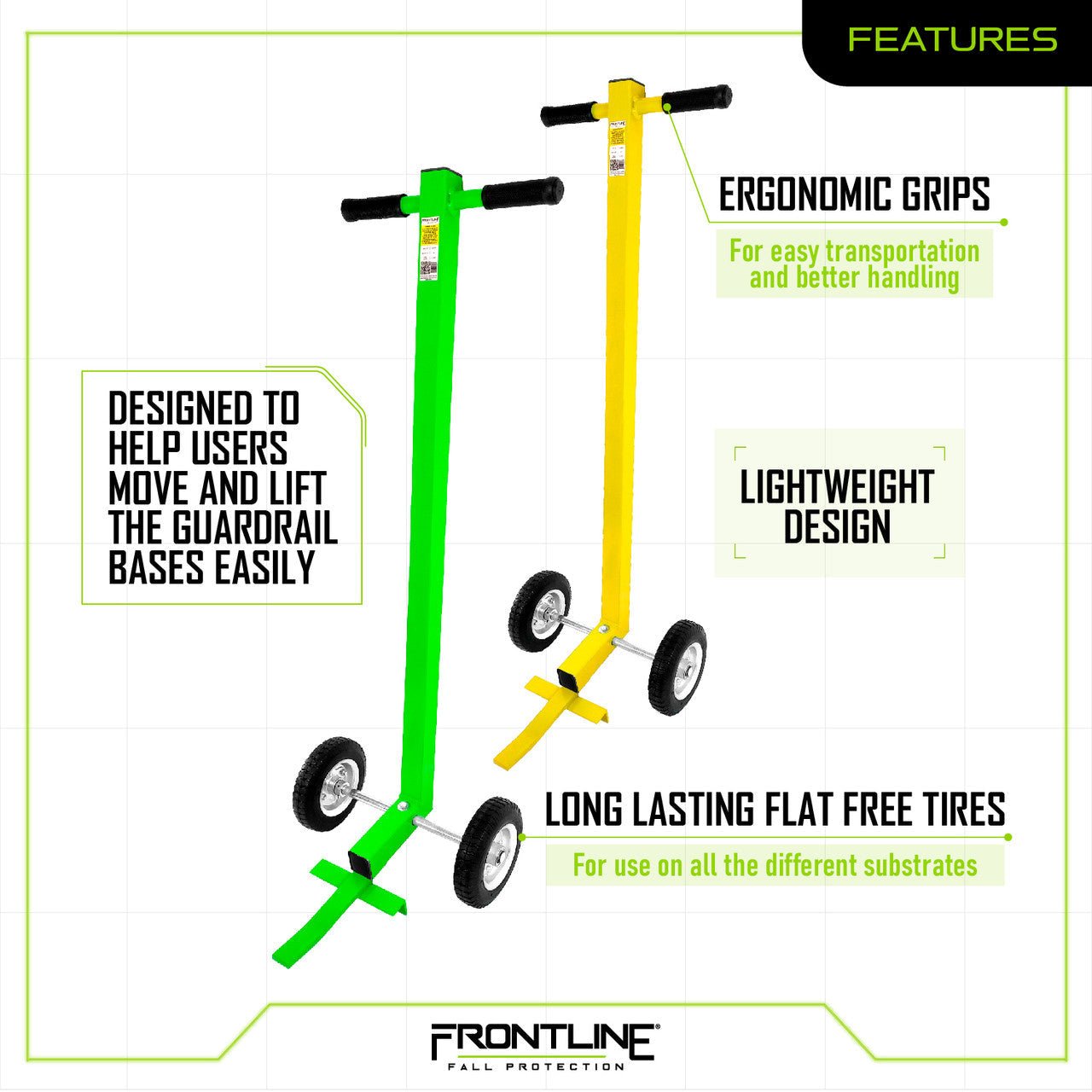 Frontline GUBDOYLW Guardrail Base Lifting Dolly - Lined Out Frontline GUBDOYLW Guardrail Base Lifting DollyTool Organizer Liners & Inserts