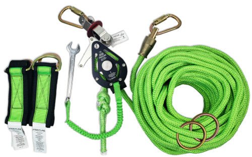 Frontline HLK1004 4 - person 100' Adjustable Horizontal Lifeline System with 6' Anchor Straps - Lined Out Frontline HLK1004 4 - person 100' Adjustable Horizontal Lifeline System with 6' Anchor StrapsWork Safety Harnesses