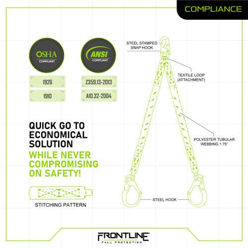 Frontline K100 - 62R Combat Compliance Kit - Harness, 6' Double Rebar Hook Leg Lanyard and Drawstring Bag - Lined Out Frontline K100 - 62R Combat Compliance Kit - Harness, 6' Double Rebar Hook Leg Lanyard and Drawstring BagWork Safety Harnesses
