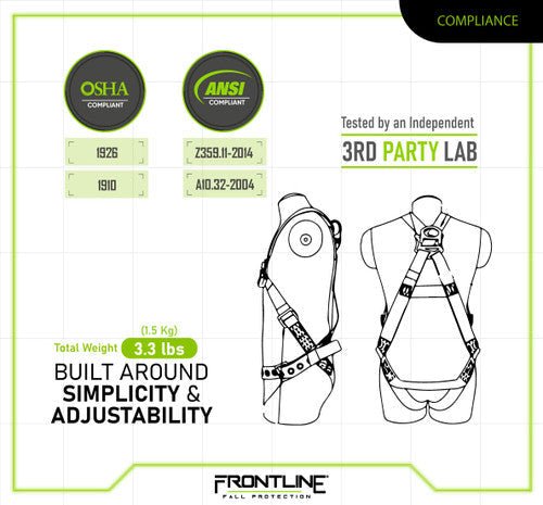 Frontline K100 - RPW061S Combat Compliance Kit - Harness, 6' SRL and Drawstring Bag - Lined Out Frontline K100 - RPW061S Combat Compliance Kit - Harness, 6' SRL and Drawstring BagWork Safety Harnesses