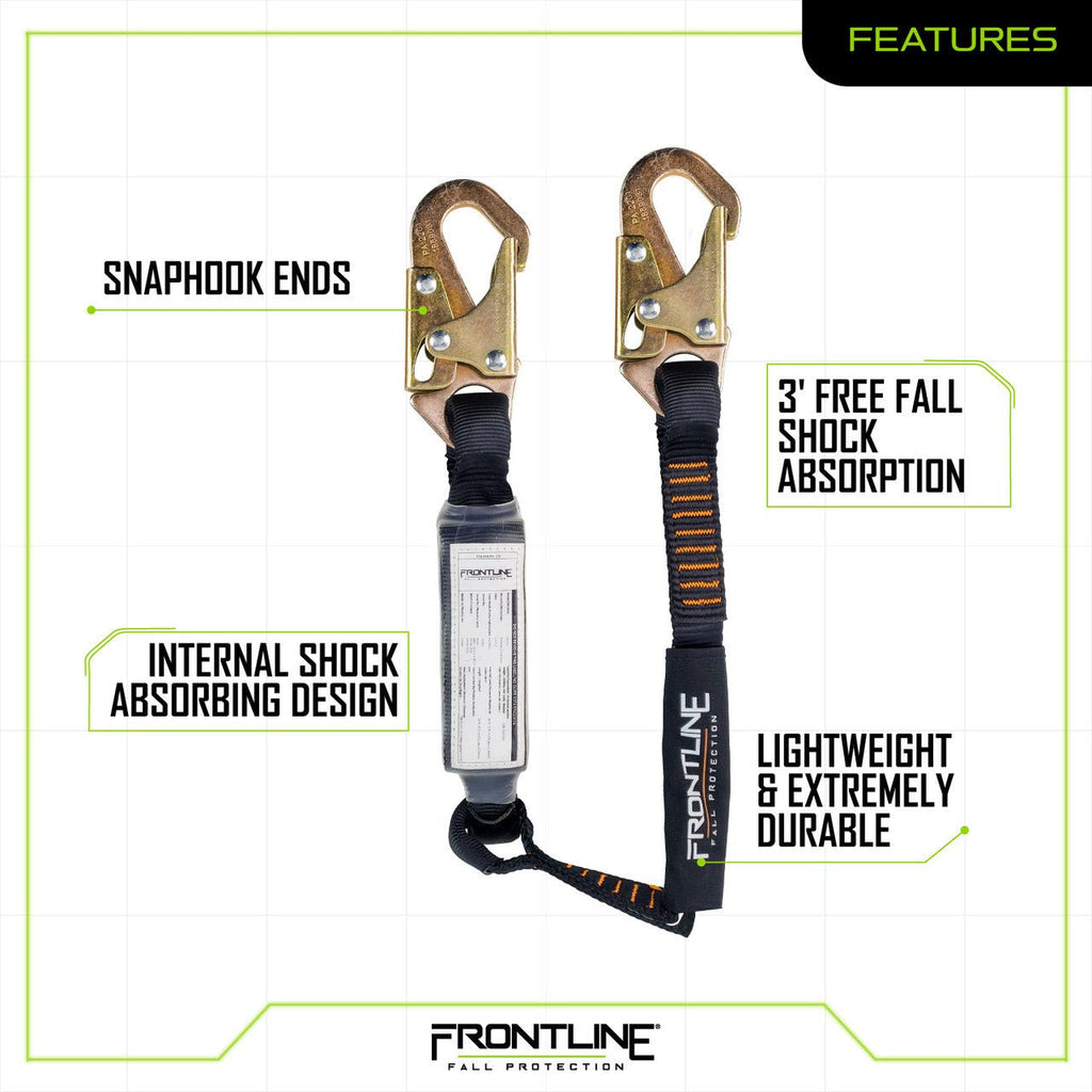 Frontline LIS31S Combat 3' Single Leg Snaphook Lanyard with Internal Shock Absorber - Lined Out Frontline LIS31S Combat 3' Single Leg Snaphook Lanyard with Internal Shock AbsorberWork Safety Harnesses