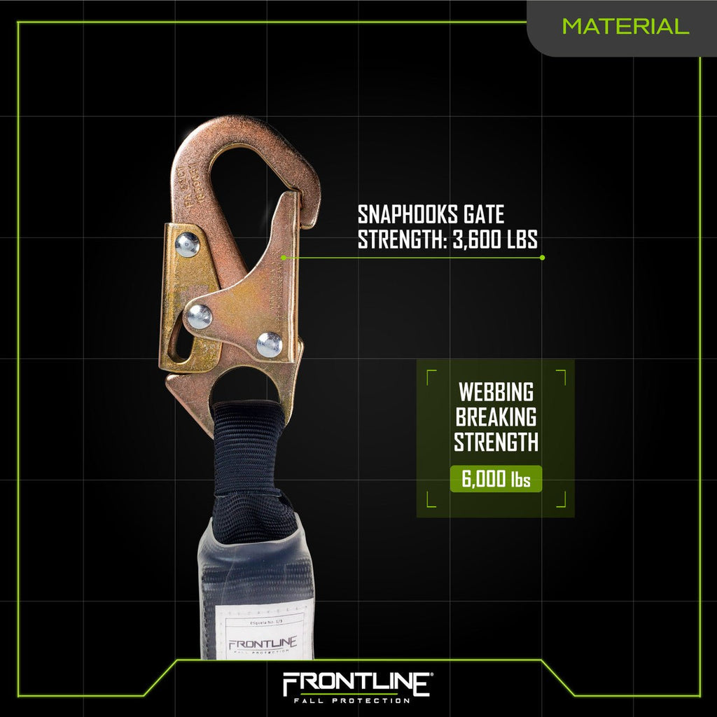 Frontline LIS31S Combat 3' Single Leg Snaphook Lanyard with Internal Shock Absorber - Lined Out Frontline LIS31S Combat 3' Single Leg Snaphook Lanyard with Internal Shock AbsorberWork Safety Harnesses