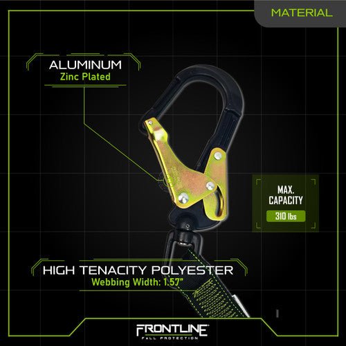 Frontline LIS62RA Elite Lite Elastic Twin Leg 6' Aluminum Rebar Hook Lanyard - Lined Out Frontline LIS62RA Elite Lite Elastic Twin Leg 6' Aluminum Rebar Hook LanyardWork Safety Harnesses