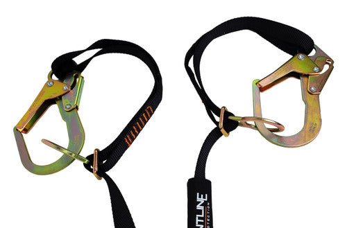 Frontline LPO62RADJ Combat 6' Tie - Back Double Leg Shock Absorbing Lanyard with Rebar Hooks - Lined Out Frontline LPO62RADJ Combat 6' Tie - Back Double Leg Shock Absorbing Lanyard with Rebar HooksWork Safety Harnesses