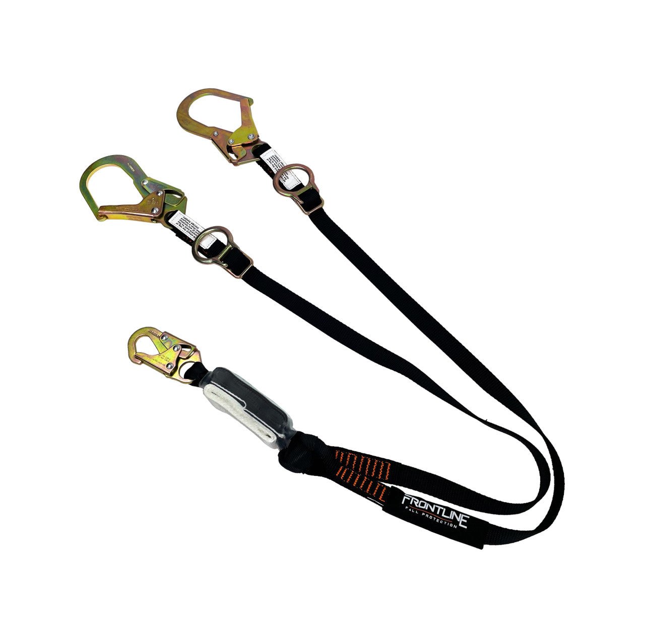 Frontline LPO62RADJ Combat 6' Tie - Back Double Leg Shock Absorbing Lanyard with Rebar Hooks - Lined Out Frontline LPO62RADJ Combat 6' Tie - Back Double Leg Shock Absorbing Lanyard with Rebar HooksWork Safety Harnesses