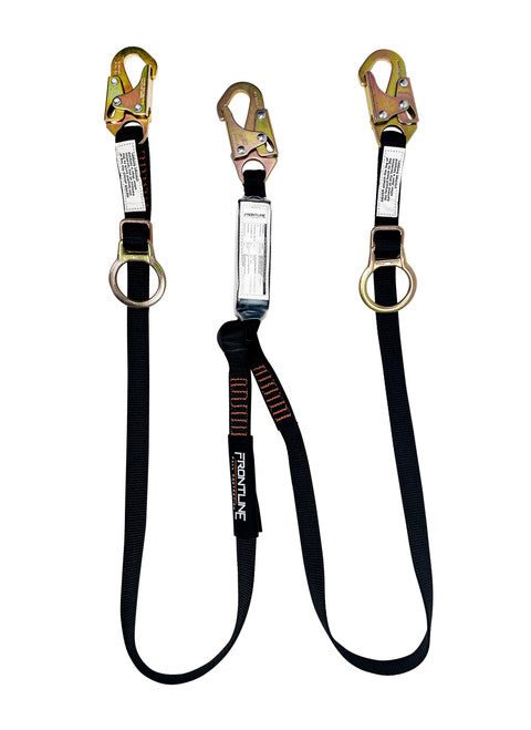 Frontline LPO62SADJ Combat 6' Tie - Back Double Leg Shock Absorbing Lanyard with Snaphooks - Lined Out Frontline LPO62SADJ Combat 6' Tie - Back Double Leg Shock Absorbing Lanyard with SnaphooksWork Safety Harnesses
