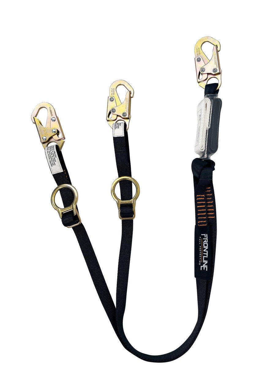 Frontline LPO62SADJ Combat 6' Tie - Back Double Leg Shock Absorbing Lanyard with Snaphooks - Lined Out Frontline LPO62SADJ Combat 6' Tie - Back Double Leg Shock Absorbing Lanyard with SnaphooksWork Safety Harnesses