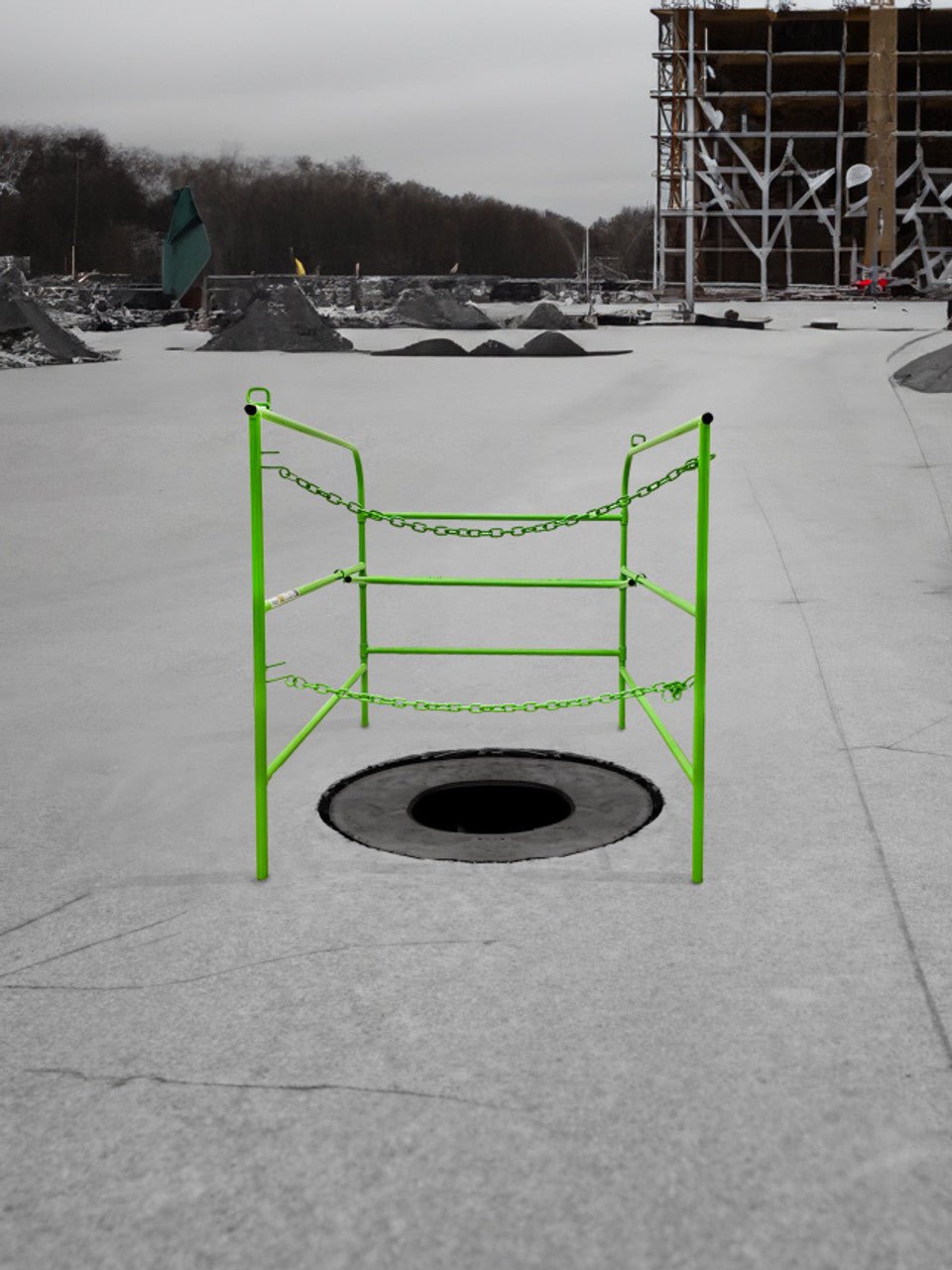 Frontline Manhole Guardrail 42" x 42" Yellow - Lined Out Frontline Manhole Guardrail 42" x 42" YellowGuardrails
