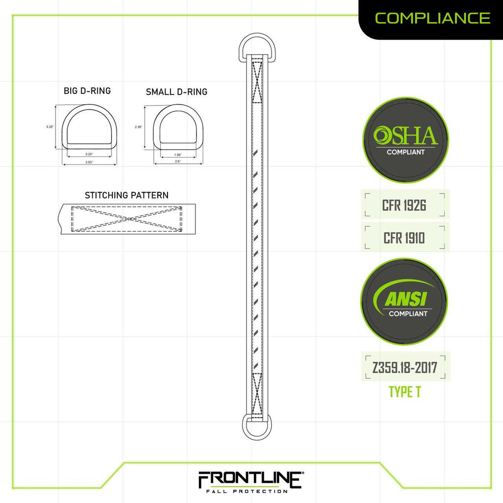 Frontline MPS Cross Arm Strap with Reinforced Webbing 12' - Lined Out Frontline MPS Cross Arm Strap with Reinforced Webbing 12'Work Safety Harnesses