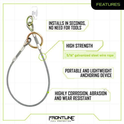 Frontline MPW Wire Rope Choker Anchor 4' - Lined Out Frontline MPW Wire Rope Choker Anchor 4'Work Safety Harnesses