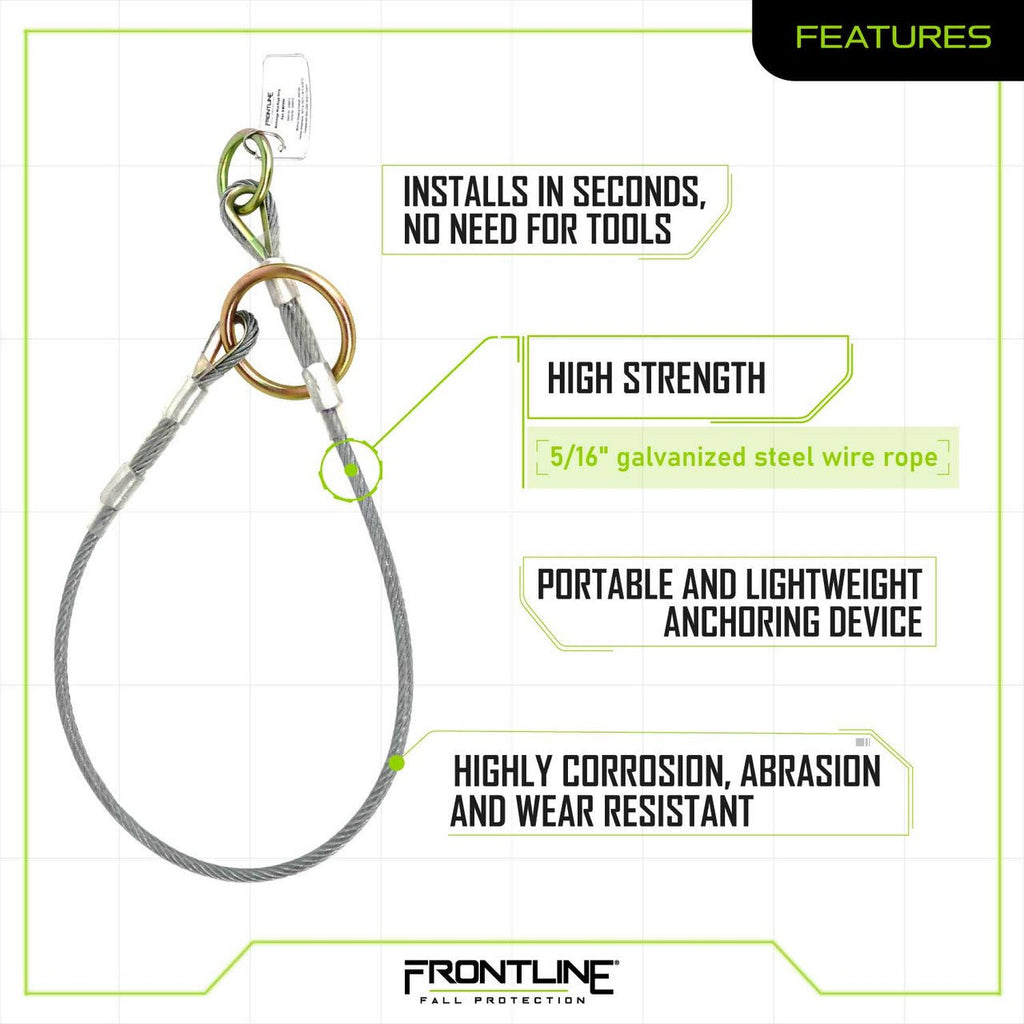 Frontline MPW Wire Rope Choker Anchor 6' - Lined Out Frontline MPW Wire Rope Choker Anchor 6'Work Safety Harnesses