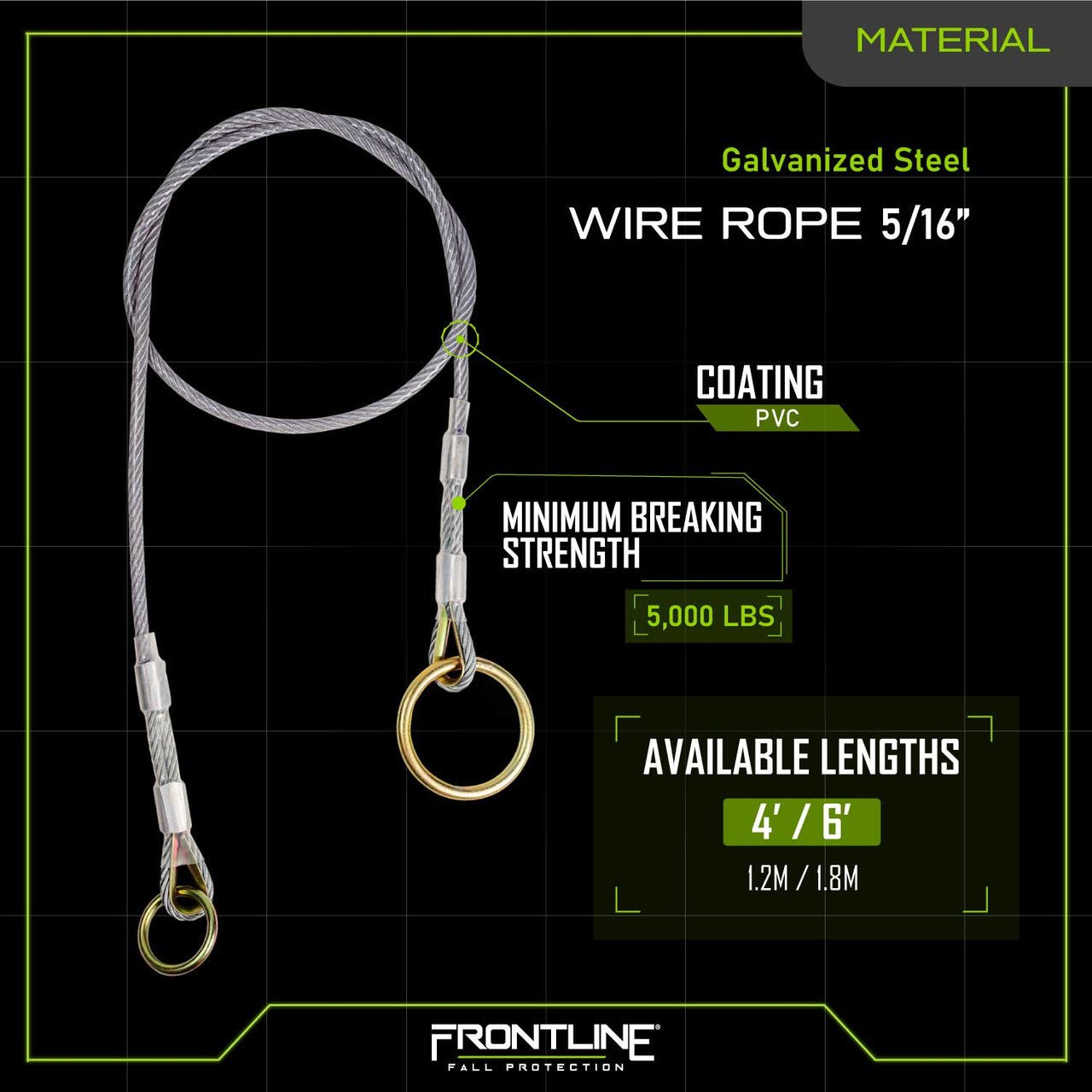 Frontline MPW Wire Rope Choker Anchor 6' - Lined Out Frontline MPW Wire Rope Choker Anchor 6'Work Safety Harnesses
