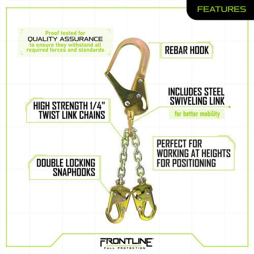 Frontline PSSW2R Rebar Positioning Chain Assembly with Swivel - Lined Out Frontline PSSW2R Rebar Positioning Chain Assembly with SwivelWork Safety Harnesses