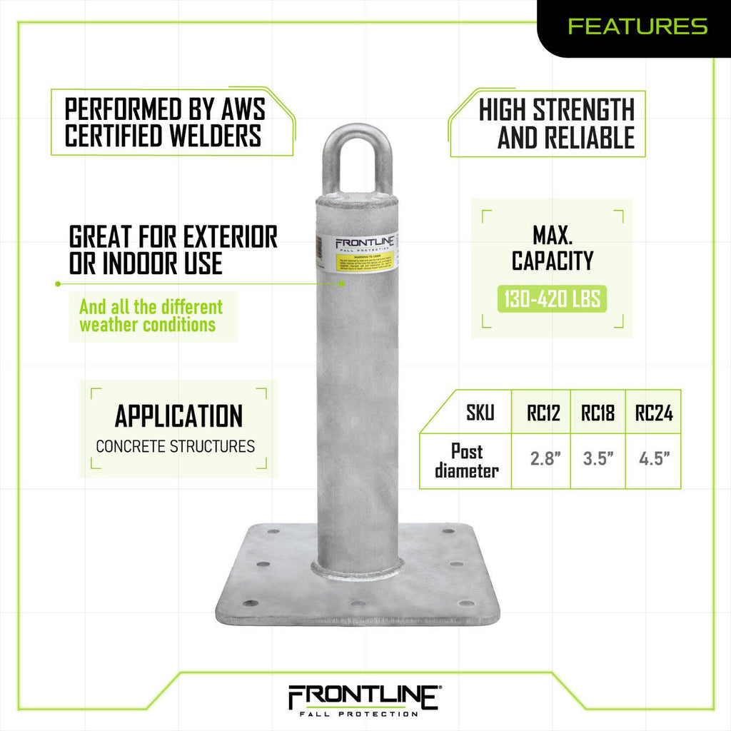 Frontline RC Concrete Roof Anchor 24" - Lined Out Frontline RC Concrete Roof Anchor 24"Work Safety Harnesses