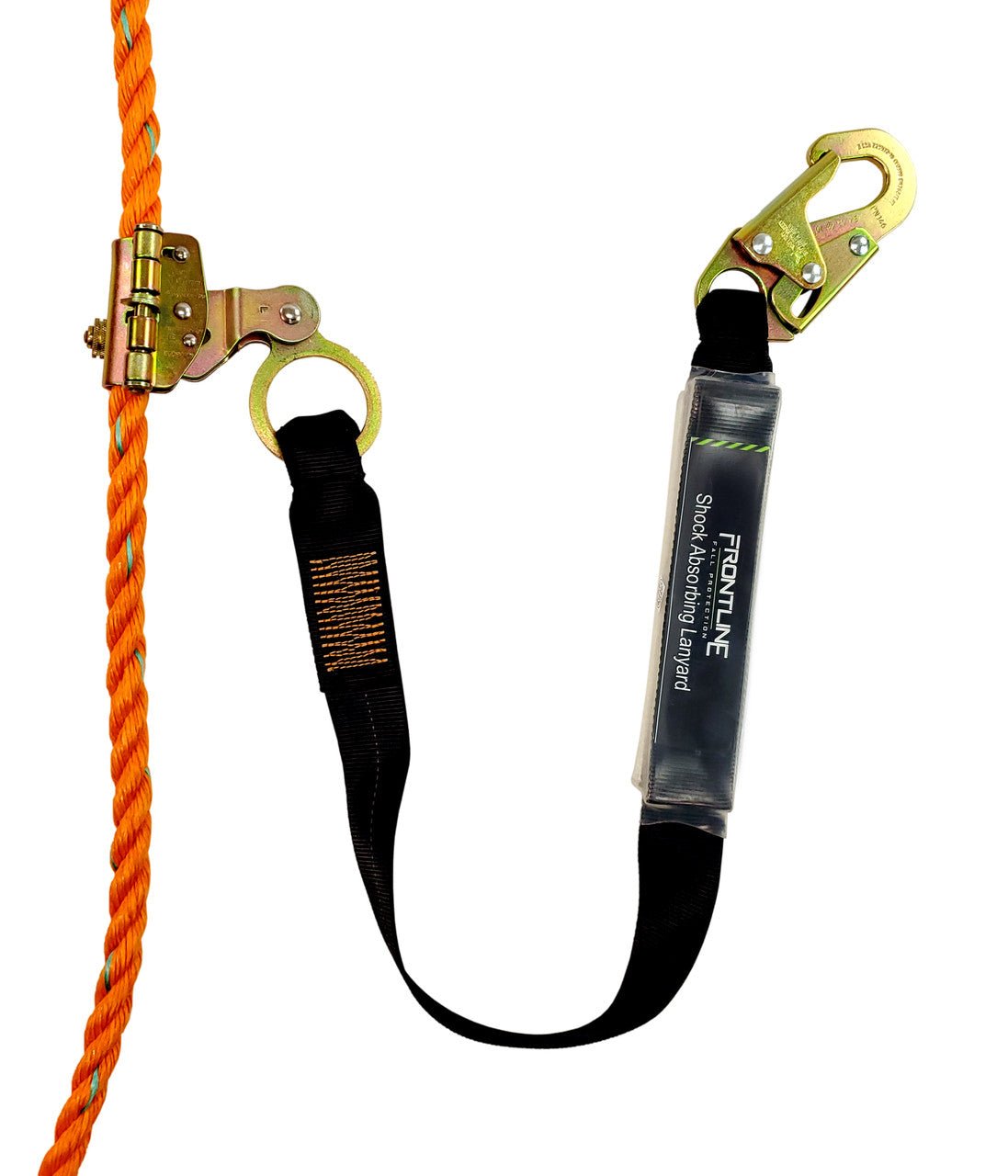 Frontline RGSS58ES Self - tracking Rope Grab 5/8" with 3' Lanyard - Lined Out Frontline RGSS58ES Self - tracking Rope Grab 5/8" with 3' LanyardWork Safety Harnesses