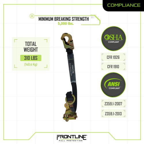 Frontline RGSS58ES Self - tracking Rope Grab 5/8" with 3' Lanyard - Lined Out Frontline RGSS58ES Self - tracking Rope Grab 5/8" with 3' LanyardWork Safety Harnesses