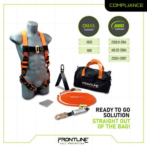 Frontline RK5PTB25 Combat Complete Roofers Kit with 25' Lifeline - Lined Out Frontline RK5PTB25 Combat Complete Roofers Kit with 25' LifelineWork Safety Harnesses
