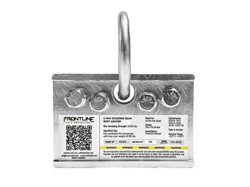 Frontline RO2W 2 - Way Standing Seam Roof Anchor - Lined Out Frontline RO2W 2 - Way Standing Seam Roof AnchorWork Safety Harnesses