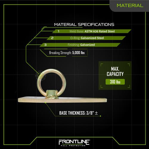 Frontline ROB01 Bull Ring Reusable Roof Anchor - Lined Out Frontline ROB01 Bull Ring Reusable Roof AnchorWork Safety Harnesses