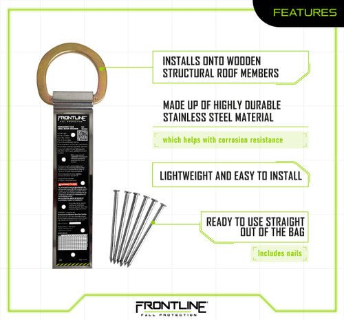 Frontline ROSU03 Stainless Steel Permanent Use Roof Anchor (Single D - ring) - Lined Out Frontline ROSU03 Stainless Steel Permanent Use Roof Anchor (Single D - ring)Work Safety Harnesses