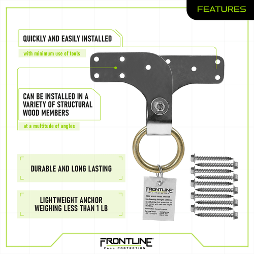 Frontline ROWT18 Roof Wood Truss Anchor - Lined Out Frontline ROWT18 Roof Wood Truss AnchorWork Safety Harnesses