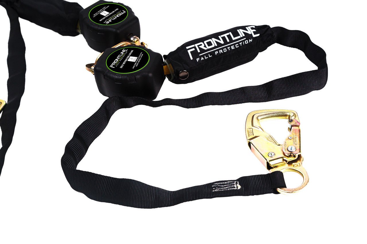 Frontline RPA092TB Tie Back Twin Leg Web 9' SRL with Tie Back Hook Ends - Lined Out Frontline RPA092TB Tie Back Twin Leg Web 9' SRL with Tie Back Hook EndsWork Safety Harnesses